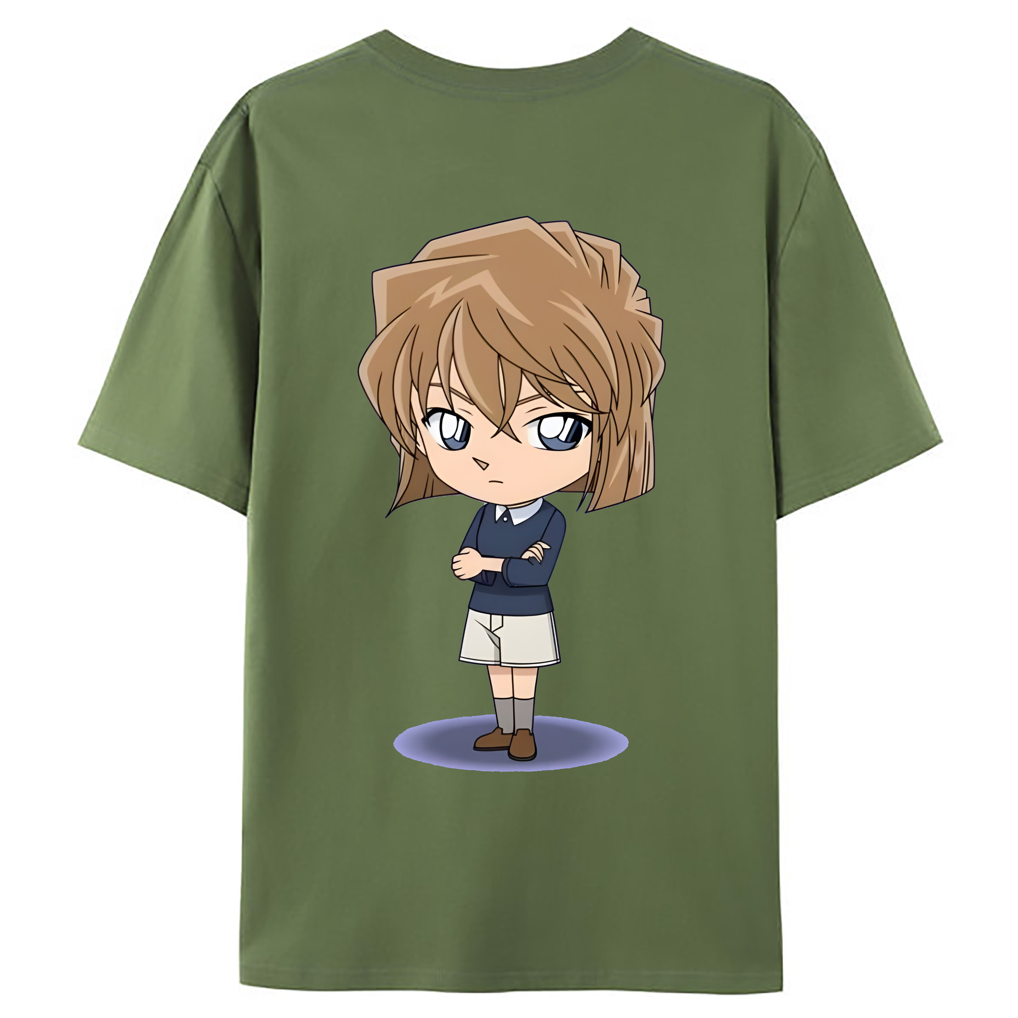 （画像用） 名探偵コナン 灰原 哀 はいばら あい Detective Conan Anita Hailey、Vi Graythorn Haibara Ai 綿100％ メンズ半袖Tシャツ（バックプリント） 通気性